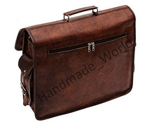 Load image into Gallery viewer, Handmade World Leather Messenger Bag 16 Inch Brown Air cabin Briefcase Leather Cross body Shoulder Large Laptop School bag (12" X 16")
