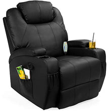 Load image into Gallery viewer, Best Choice Products Executive Swivel Massage Recliner Chair w/ Remote Control, 5 Modes, 2 Cup Holders - Black
