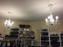 Load image into Gallery viewer, The Original Gypsy Color 4 Light Crystal White Hardwire Flush Mount Chandelier H17.5”xW15”, White Metal Frame with Clear Glass Stem and Clear Acrylic Crystals &amp; Beads That Sparkle Just Like Glass
