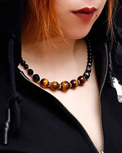 Load image into Gallery viewer, Jewever Tiger Eye and Black obsidian Crystal Necklaces for Women Energy Gemstone Healing Crystal Necklace Beads Natural Stone Mens Necklaces Unisex
