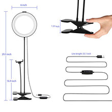 Load image into Gallery viewer, Selvim 6 inch Selfie Ring Light with Cellphone Holder Stand- Ring Light Stand for Live Stream ＆ Makeup, 64 LED Bulbs 3 Light Modes 10-Level Brightness 360° Rotating for iPhone Android Cell Phone
