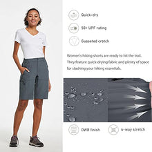 Load image into Gallery viewer, BALEAF Women's 10 Inches Quick Dry Stretch Hiking Cargo Shorts with Zippered Pockets UPF 50+ for Camping, Travel Dark Grey Size S
