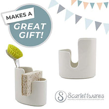 Load image into Gallery viewer, Scarlettwares Sponge Scrub Brush Holder Kitchen Caddy Ceramic White Kitchen Sink
