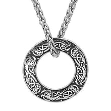 Load image into Gallery viewer, GuoShuang Nordic Viking Amulet drgon dreki Jormungand Pendant Necklace Stainless Steel with Valknut Rune Gift Bag
