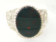 Load image into Gallery viewer, Gents Solid 925 Sterling Silver Natural Bloodstone Mens Mans Signet Ring - Size 12 - Sizes 6 to 13 Available
