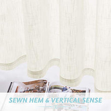 Load image into Gallery viewer, RYB HOME Curtains for Living Room - Linen Texture Sheer Curtains Half Translucent Privacy Curtains for Patio Sliding Glass Door Bedroom Dining, Natural, 52 x 95 inches, 2 Panels
