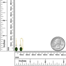 Load image into Gallery viewer, 14K Yellow Gold Dangle Earrings Oval Green Chrome Diopside and Forever Classic Created Moissanite 0.12ct (DEW) by Charles &amp; Colvard
