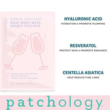 Load image into Gallery viewer, Patchology Serve Chilled Rosé Facial Sheet Mask with Hyaluronic Acid - Men and Women Face Masks Skincare Sheet for Moisturizing and Hydrating Skin - Best Face Sheets Moisturizer (1 Count)
