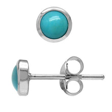 Load image into Gallery viewer, Silvershake 4mm Petite Genuine Round Shape Arizona Turquoise 925 Sterling Silver Stud Earrings
