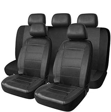 Load image into Gallery viewer, PIC AUTO Universal Fit Full Set Mesh and Leather Car Seat Cover(Black)
