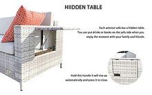 Load image into Gallery viewer, DECMICO 8-Piece Patio Rattan Sectional Sofa Sleeper, Outdoor Furniture Conversation Set for Garden and Lawn with Wicker Coffee Table and Light Grey Waterproof Cushions
