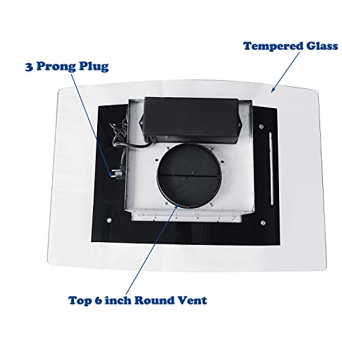 Load image into Gallery viewer, 36 inch Island Range Hood 700 CFM Ceiling Mount Hood Stainless Steel Stove Vent Hood with Tempered Glass, Push Button Controls, Mesh Filters
