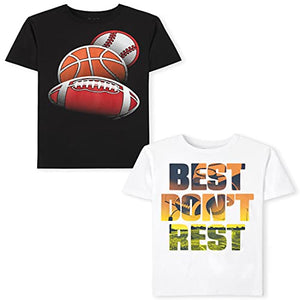 The Children's Place Boys' Short Sleeve Graphic T-Shirt 2-Pack, Sports, X-Small