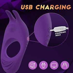 Vibrating Cock Ring with Rabbit Design, Rechargeable Penis Ring Vibrator with 9 Vibration Modes , TIVINO Silicone Male Sex Toy for Man and Couple Play