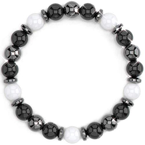 HEALING TRUST Feng Shui Black Obsidian Wealth Bracelet with White Jade Hematite Crystals and Healing Stones. EMF Protection bracelet, 100% Massive Wealth and Abundance Money Attraction, Negative Energy Protection, Healing Crystals, Earthing, Strength and