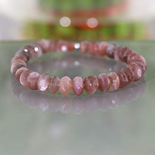 Load image into Gallery viewer, NirvanaIN Mocha Moonstone bracelet, gemstone beads bracelet chocolate moonstone bracelet gift for her Brown beaded bracelet
