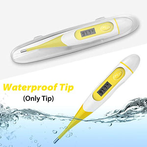 Digital Medical Thermometer for Fever - Oral, Rectal and Underarm Thermometer for Adults, Kids & Babies (Yellow)