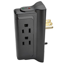 Load image into Gallery viewer, Tripp Lite 4 Side Mounted Outlet Surge Protector Power Strip, Direct Plug In, Black, Lifetime Warranty &amp; $25,000 INSURANCE (TLP4BK)
