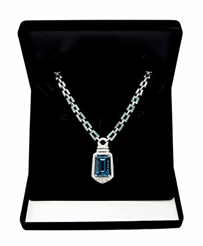 Load image into Gallery viewer, RB Gems Sterling Silver 925 Statement Pendant Necklace Genuine Gemstone 24 mm with Rhodium-Plated Finish (London-Blue-Topaz)