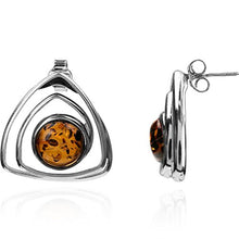 Load image into Gallery viewer, Amber Sterling Silver Round Stones Large Stud Earrings
