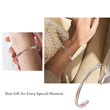 Load image into Gallery viewer, E Rose Gold Plated Layered Cross Cuff Bangles Bracelets for Women Teen Girls, Two-layer Open Adjustable Womens Wrist Cuff Bracelet Minimalism Jewelry Gift for Women Girls
