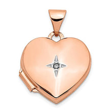 Load image into Gallery viewer, 14k Rose Gold Diamond 15mm Heart Photo Pendant Charm Locket Chain Necklace That Holds Pictures Fine Jewelry For Women Gifts For Her
