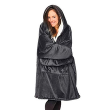 Load image into Gallery viewer, THE COMFY Original Quarter Zip | Oversized Microfiber &amp; Sherpa Wearable Blanket with Zipper, Seen On Shark Tank, One Size Fits All Charcoal
