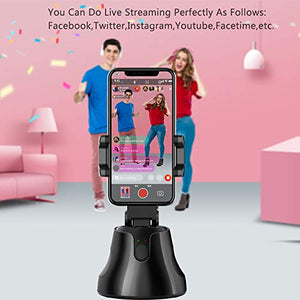 Selfie Stick,Prosvet 360° Rotation Auto Face&Object Tracking Live Broadcast Streaming Smart Shooting Camera Phone Mount,Cature 360°Camera Men Selfie Mount Auto Countdown for All Cellphone(Black)