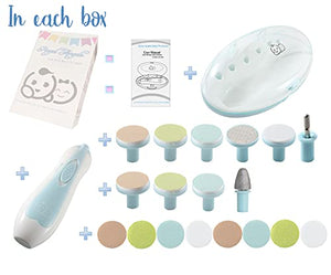 Baby Nail Clippers 20 in 1 by Royal Angels Baby | Safe Electric Baby Nail Trimmer, Baby Nail File Kit, Additional Replacement Heads, Newborn Toddler Toes and Fingernails, Trim and Polish (Blue)