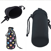 Load image into Gallery viewer, Af-Wan Protable Neoprene Insulated Water Drink Bottle Cooler Carrier Cover Sleeve Tote Bag Pouch Holder Strap for Kid Children Women Men Biker Travel Cycling Climbing Sports(Black+Black)
