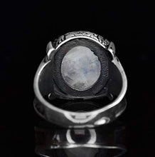 Load image into Gallery viewer, Sterling Silver Men Ring, Natural Moonstone Rainbow Stone, Free Express Shipping
