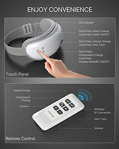 RENPHO Eye Massager with Heat and Vibration, Remote Control, Compression Bluetooth Music Temple Eye Massage Mask Rechargeable for Relax Eye Strain Dark Circles Eye Bags Dry Eyes Improve Sleep-White