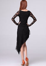 Load image into Gallery viewer, Whitewed Salsa Latin American Style Dance Team Uniforms Outfit Attire Costumes Black
