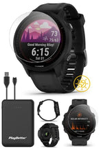 Load image into Gallery viewer, Garmin Forerunner 955 Solar (Black) 2022 GPS Running &amp; Triathlon Smartwatch | Runner’s Bundle with Screen Protectors (x4) &amp; Portable Charger | Race Predictor, Ultra Long Battery, VO2 Max, Heart Rate
