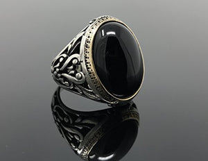 KAR 925K Stamped Sterling Silver Black Onyx Men's Ring I1I (11)