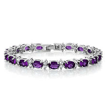 Load image into Gallery viewer, Gem Stone King 20.00 Ct Oval and Round Purple Color Cubic Zirconias CZ Women's Tennis Bracelet 7 Inch

