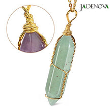 Load image into Gallery viewer, JADENOVA Full Wire Wrapped Energy Healing Crystal Gemstone Pendant Necklace 18" Stainless Steel Chain（Natural Aventurine）

