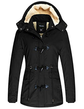 Load image into Gallery viewer, Wantdo Women&#39;s Warm Thickened Parka Jacket with Removable Hood Black, S
