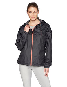 Columbia Women's Flash Forward Lined Windbreaker Jacket, Shark/Black, Medium