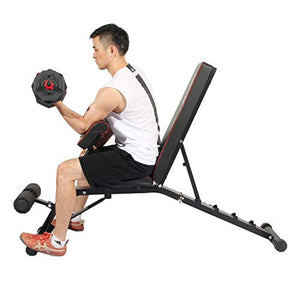 Soges Multi-Functional Dumbbell Bench Adjustable Height Incline Bench, Multi-Workout Abdominal Hyper Back Extension Bench, Home Strength Training Fitness Workout Station, PSBB004