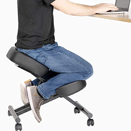 DRAGONN (by VIVO) Ergonomic Kneeling Chair, Adjustable Stool for Home and Office - Improve Your Posture with an Angled Seat - Thick Comfortable Cushions, Black (DN-CH-K01B)