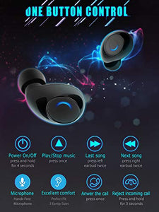 True Wireless Earbuds, Viixm in-Ear IPX6 Waterproof Bluetooth Headphones with Stereo Calls, Easy Pairing, Single/Twin Mode for Office/Gym/Travel (Black)