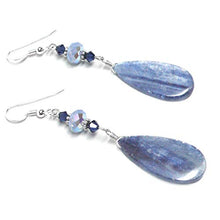 Load image into Gallery viewer, Ice Blue Kyanite Flat Teardrop Earrings Sterling Silver or Gold-Filled
