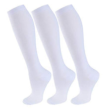 Load image into Gallery viewer, Compression Socks for Women and Men(1/3 Pairs)-Best for Running,Nursing,Circulation,Recovery &amp; Travel (White - 3 Pairs, Large/X-Large)

