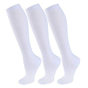 Compression Socks for Women and Men(1/3 Pairs)-Best for Running,Nursing,Circulation,Recovery & Travel (White - 3 Pairs, Large/X-Large)