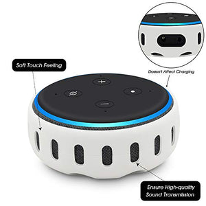 Silicone Case for Amazon Echo Dot 3rd Generation, Smart Speaker Cover Protective Holder Skin Sleeve Stand Light Weight Soft Shockproof Cases Accessories Protector-Glow Blue