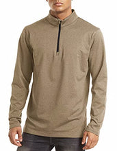 Load image into Gallery viewer, Athletic Shirts for Men 1/4 Zipper Pullover Fleece Lined Shirts Quarter Zip Pullover Workout Gym Quick Dry Shirts Performance Tops Running Shirts Khaki
