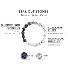 Load image into Gallery viewer, AWNL Men's Beaded Bracelet Sterling Silver Cuban Link Chain Bracelet with Nuummite Gift for Men, 6.3'' - 6.7''
