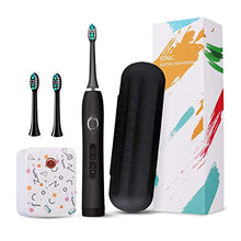 Load image into Gallery viewer, SARMOCARE Sonic Electric Toothbrush with Toothbrush Holder,Ultra-Sonic Power Whitening Toothbrush with 3 Modes, USB Fast Charging and Smart Timer,2 Brush Heads with Travle Case Black
