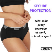 Load image into Gallery viewer, Bambody Leak Proof Hipster: Sporty Period Panties for Women and Teens - 3 Pack: Black - Large
